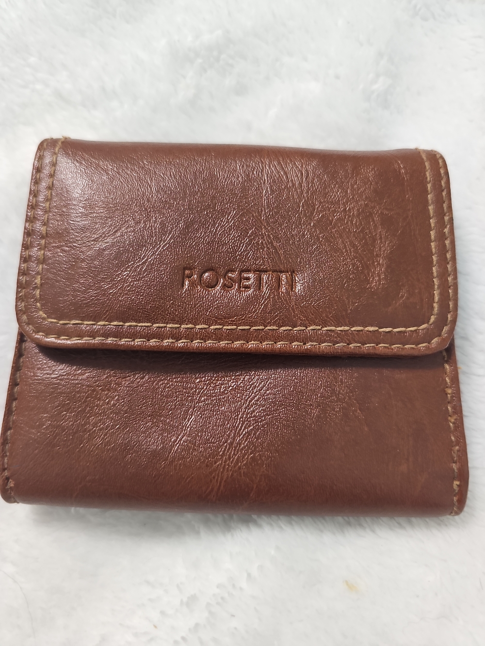 Vintage Rosetti Brown Leather  Wallet ID Window Coin Purse